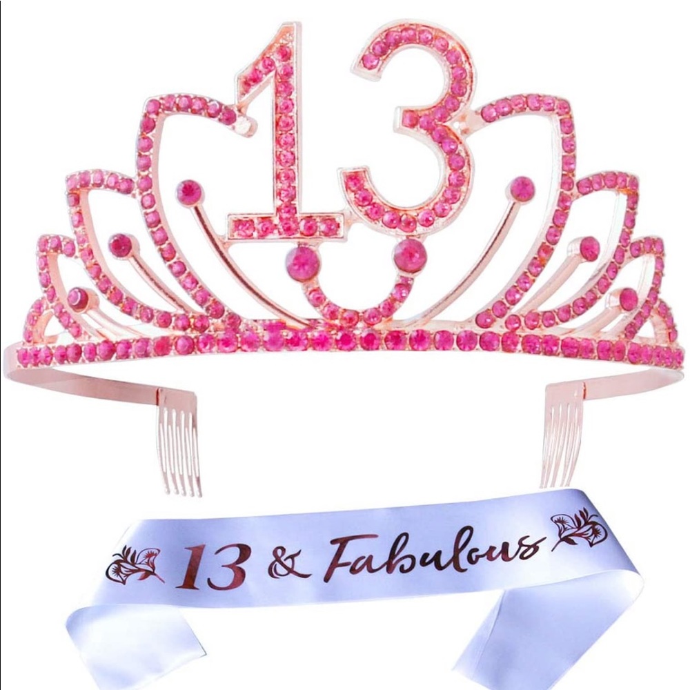 13th birthday tiara crown and sash